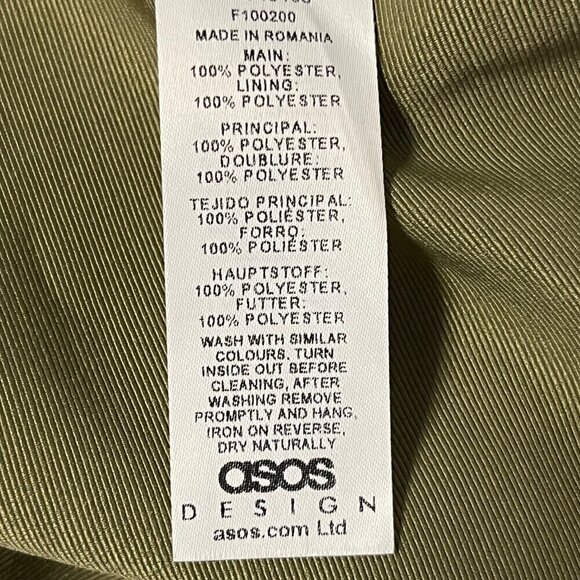 ASOS DESIGN Khaki Green Racer Neck Structured Mini Dress w/ Seam Detail - Picture 7 of 9